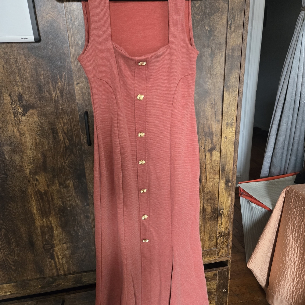 Zara Rust Button-Front Maxi Dress - Picture 2 of 3